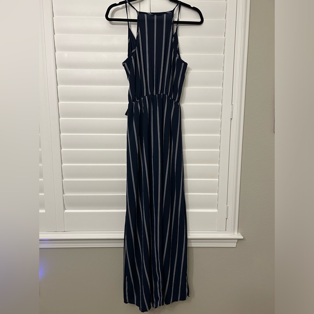 Scobe Navy Dress with White Stripes - Picture 6 of 9